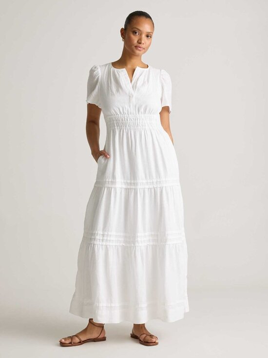 Quince Dresses & Skirts - QUINCE White 100% European Linen Tiered A-Line Maxi Dress, Size L